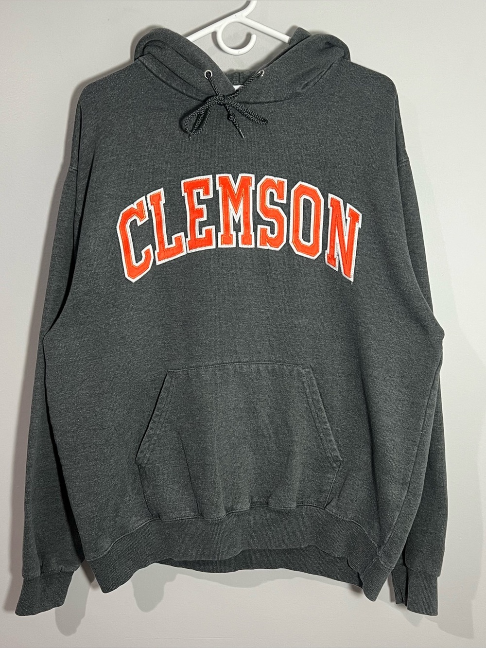 Champion Clemson University Tigers Gray Orange Sweatshirt Hoodie Mens Large